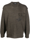 Dsquared2 Flap Pocket Crew Neck Jumper In Grün