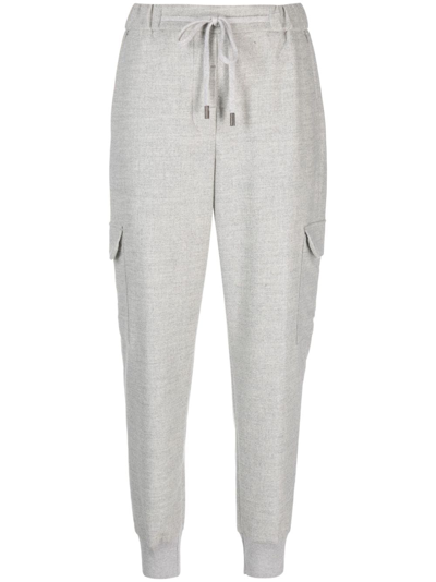 Peserico High-waist Cropped Track Pants In Grey