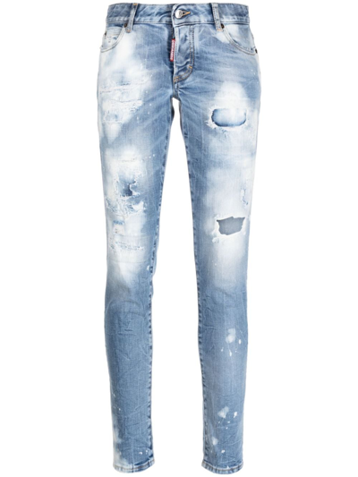 Dsquared2 Jeans In Distressed-optik In Blue