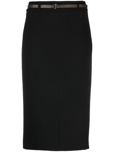 Peserico Belted High-waist Skirt In Black