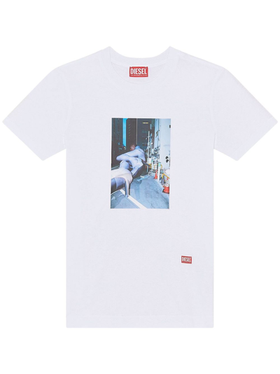 Diesel Photograph-print Cotton T-shirt In Weiss