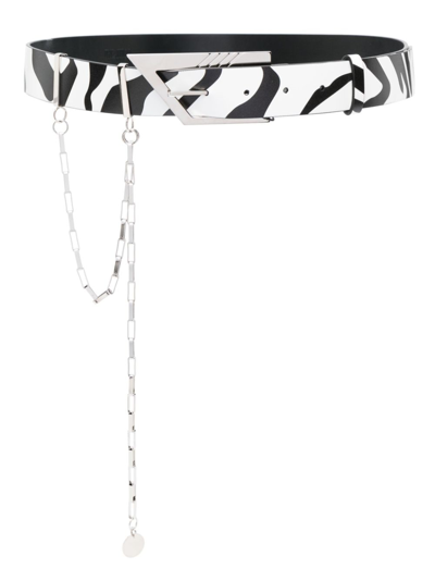 Attico Zebra-print Chain Belt In Weiss
