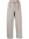 BARRIE CHEVRON-KNIT PLEATED TROUSERS