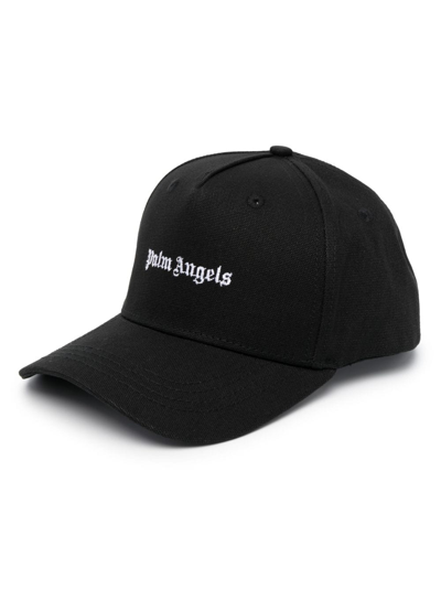 Palm Angels Logo-embroidered Cotton Cap In Black  
