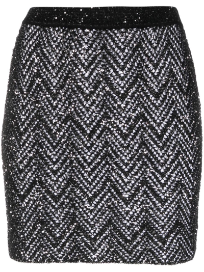 Missoni Zigzag Woven-design Sequin-embellished Skirt In Silver