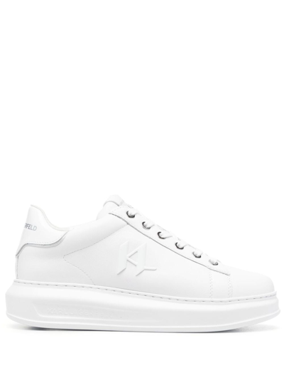 Karl Lagerfeld Kapri Logo-embossed Leather Sneakers In Weiss