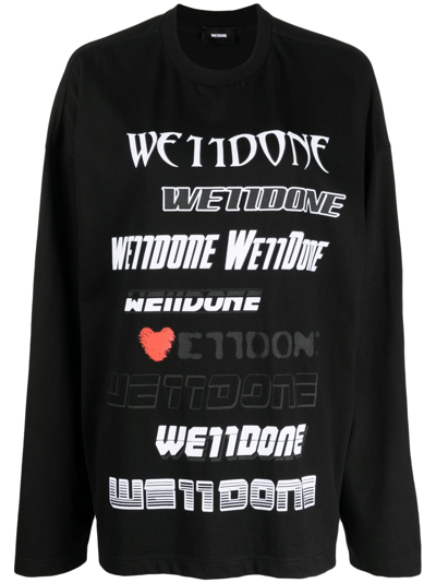 We11 Done Logo-print Cotton Sweatshirt In Schwarz