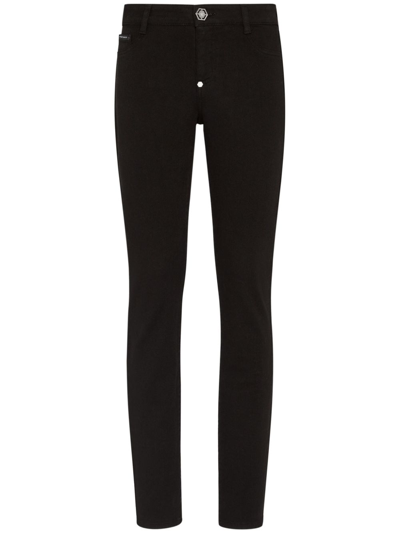 Philipp Plein Logo-patch Skinny Jeans In Schwarz