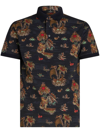 Etro Graphic-print Cotton Polo Shirt In Blau