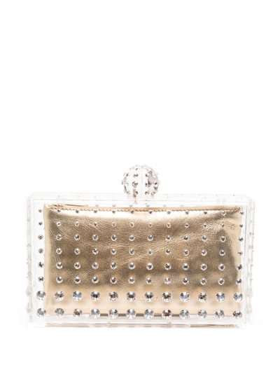 Aquazzura Tequila Crystal-embellished Clutch In Gold