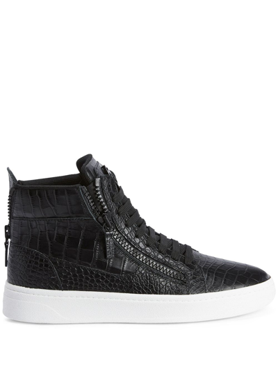 Giuseppe Zanotti High-top-sneakers Mit Kroko-effekt In Black