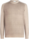 ETRO EMBROIDERED-LOGO RIBBED-TRIM JUMPER