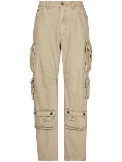 Dolce & Gabbana Multi-pocket Stretch Denim Cargo Pants In Multicolor