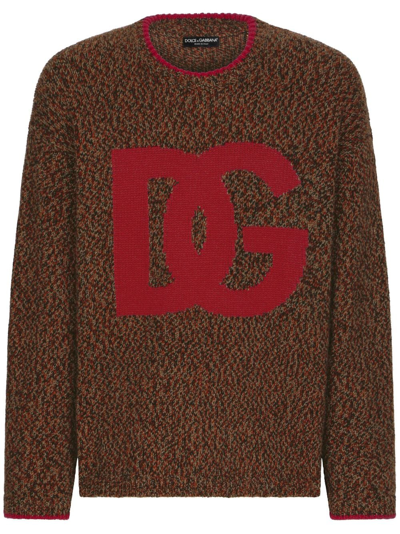Dolce & Gabbana Pullover Mit Intarsien-logo In Red