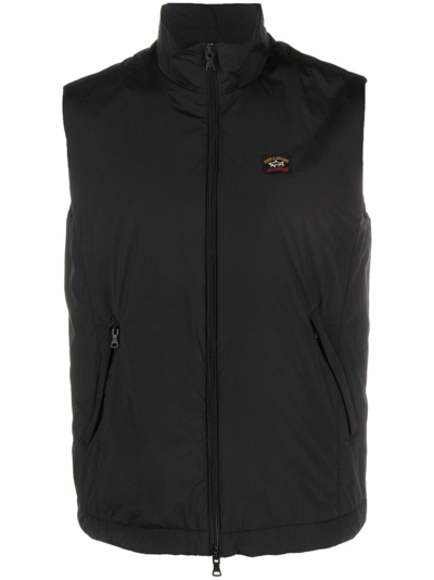 Paul & Shark Zipped High Neck Gilet In Black