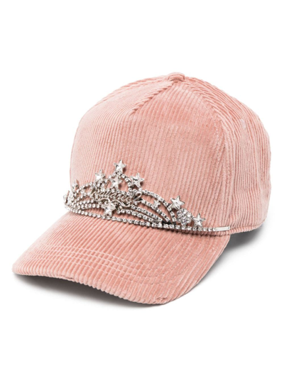 Dsquared2 Crown-detail Corduroy Cotton Cap In Rosa
