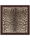 Dolce & Gabbana Dolce&gabbana Leopard Print Square Silk Scarf In Brown