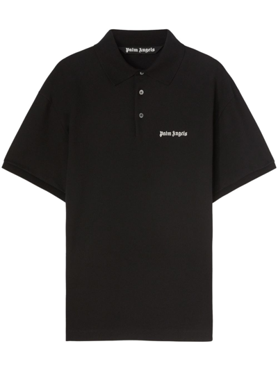 PALM ANGELS LOGO-EMBROIDERED COTTON POLO SHIRT