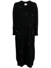 Barrie Floral-embroidery Cashmere Dress In Schwarz