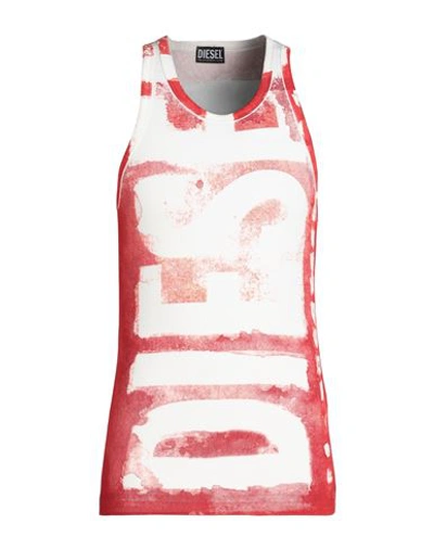 Diesel T-lift-g1 Man Tank Top Red Size L Cotton, Elastane