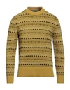 +39 Masq Man Sweater Mustard Size 44 Merino Wool, Acrylic, Polyamide, Mohair Wool In Yellow