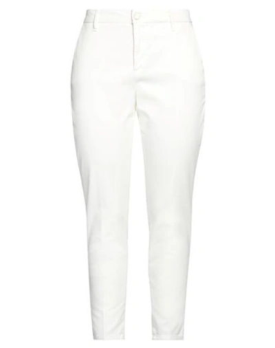 Staff Gallery Woman Pants Ivory Size 32 Organic Cotton, Cotton, Elastane In White