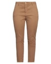 Staff Gallery Woman Pants Camel Size 32 Organic Cotton, Cotton, Elastane In Beige