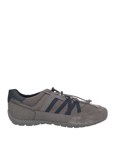 Geox Man Sneakers Grey Size 7 Soft Leather, Textile Fibers