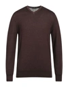 +39 Masq Man Sweater Cocoa Size 42 Merino Wool In Brown