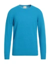 Drumohr Man Sweater Azure Size 46 Merino Wool In Blue