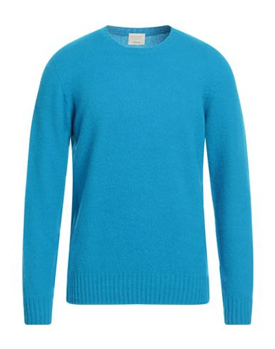 Drumohr Man Sweater Azure Size 46 Merino Wool In Blue