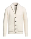 +39 Masq Man Cardigan Ivory Size 44 Wool In White