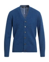 +39 Masq Man Cardigan Blue Size 42 Wool In Blue