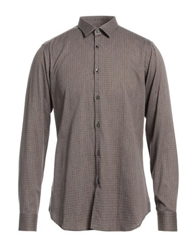 Caliban Man Shirt Cocoa Size 16 Cotton In Brown