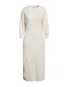 Fabiana Filippi Woman Midi Dress Ivory Size 10 Wool, Alpaca Wool, Polyamide, Silk, Cashmere In White
