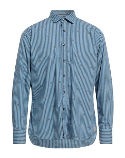 Tintoria Mattei 954 Man Shirt Slate Blue Size 16 Cotton