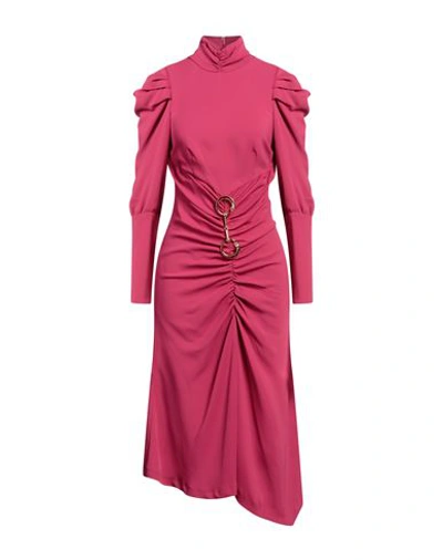 Cavalli Class Woman Midi Dress Fuchsia Size 10 Viscose, Elastane In Pink