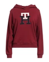 Tommy Hilfiger Woman Sweatshirt Burgundy Size L Cotton In Red