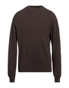 Agnona Man Sweater Dark Brown Size Xxl Cashmere, Calfskin In Brown