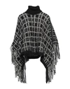 Red Valentino Woman Cape Black Size M Acrylic, Polyamide, Mohair Wool, Polyester In Black