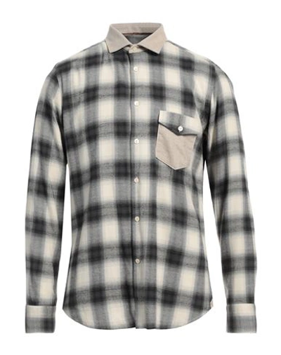 Tintoria Mattei 954 Man Shirt Grey Size 16 Cotton, Viscose, Polyester, Elastane
