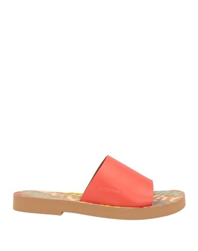 See By Chloé Woman Sandals Tomato Red Size 7 Soft Leather