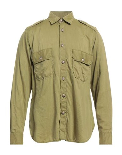 Guglielminotti Man Shirt Military Green Size L Cotton, Viscose