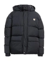 Maison Kitsuné Black Long Down Jacket With High Neck And Fox Head Patch In Nylon Woman In Blue