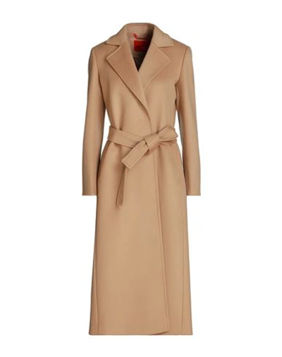 Max & Co Wool Long Run Wrap Coat In Beige