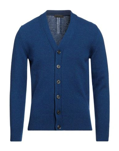 +39 Masq Man Cardigan Blue Size 42 Wool In Blue