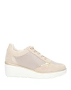 Geox Woman Sneakers Beige Size 10 Soft Leather In Beige