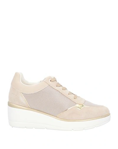 Geox Woman Sneakers Beige Size 10 Soft Leather