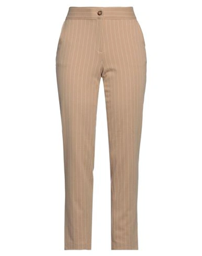 Diana Gallesi Woman Pants Camel Size 8 Polyester, Viscose, Polyamide, Elastane In Beige