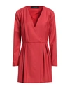 Federica Tosi Woman Mini Dress Red Size 6 Polyester, Virgin Wool, Elastane